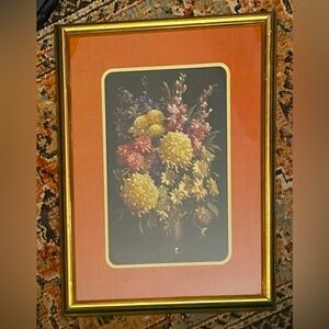 Vintage Framed Print  Daisies and Cornflowers R. Colao